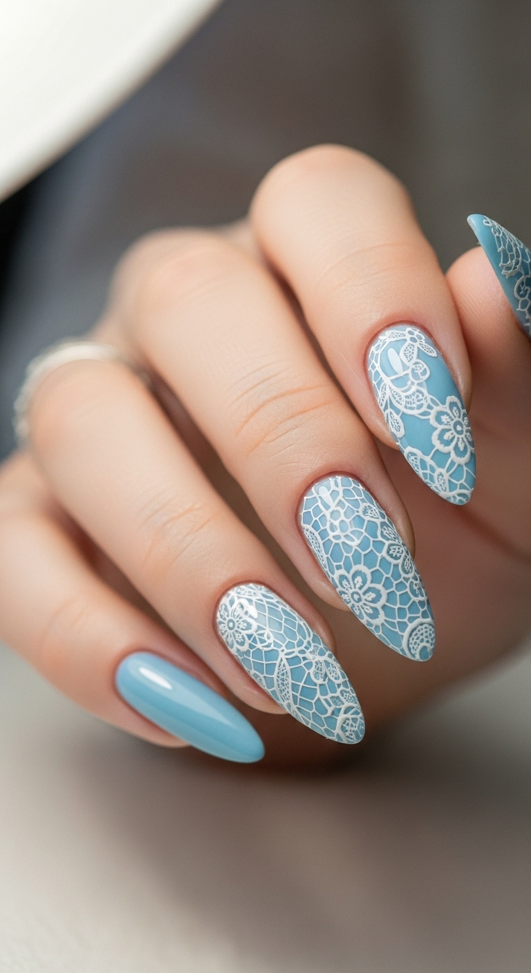baby blue spring nails